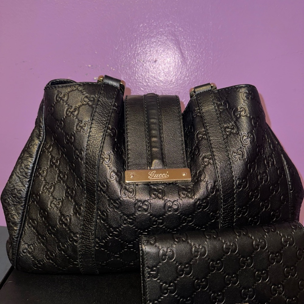 Gucci Guccissima Leather Hobo Bag and wallet set